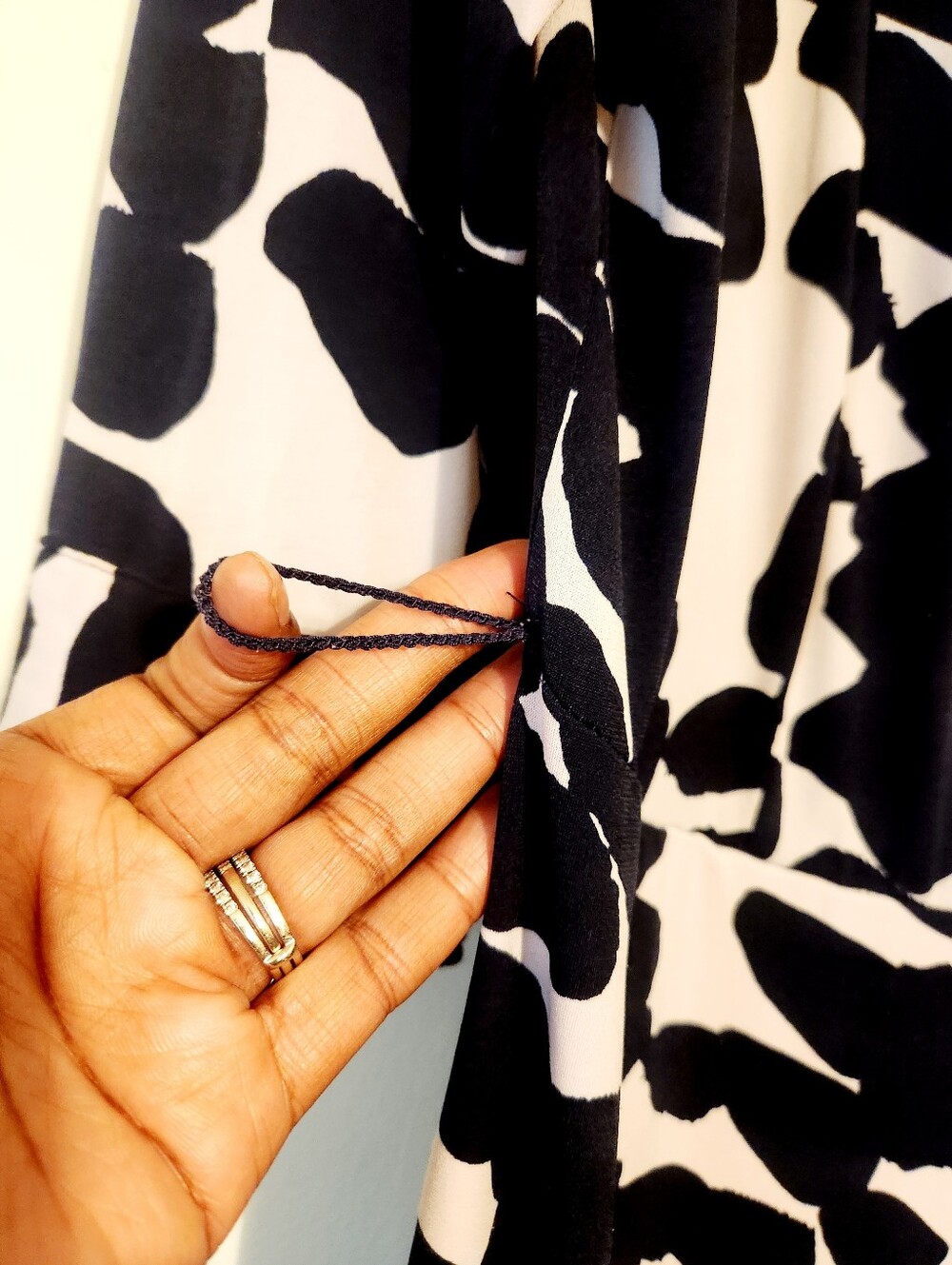 Lane Bryant | Women's Navy, White & Pink Jersey Printed Faux Wrap Dress (14/16) - Picture 13 of 15